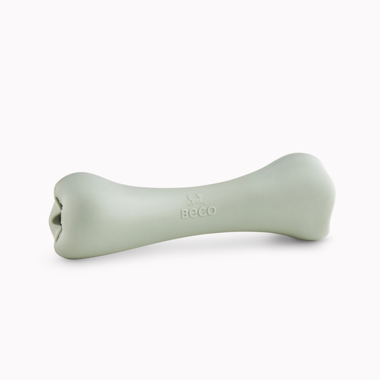 Beco Natural Rubber Bone with Treat Hole, Olive Green