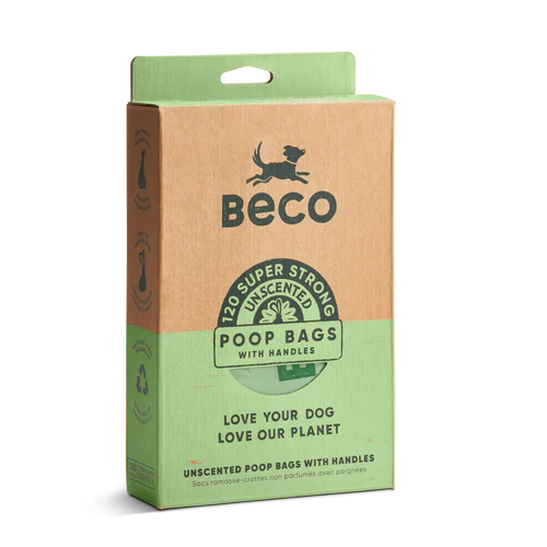 Beco Strong & Leak-Proof Poop Bags with Handles, Unscented, 120 Bags