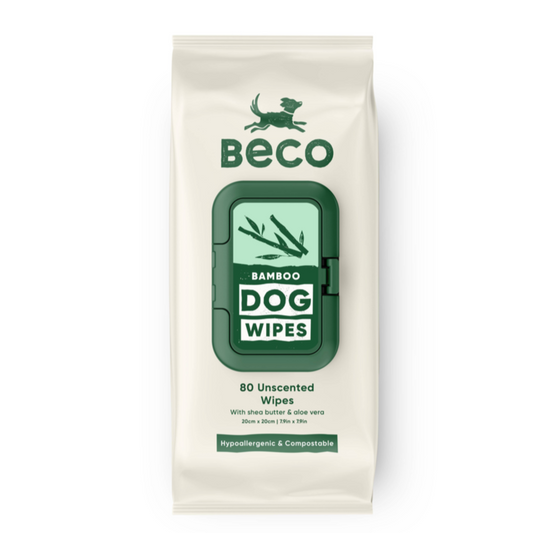 Beco Bamboo Dog Wipes, Unscented, 80pc